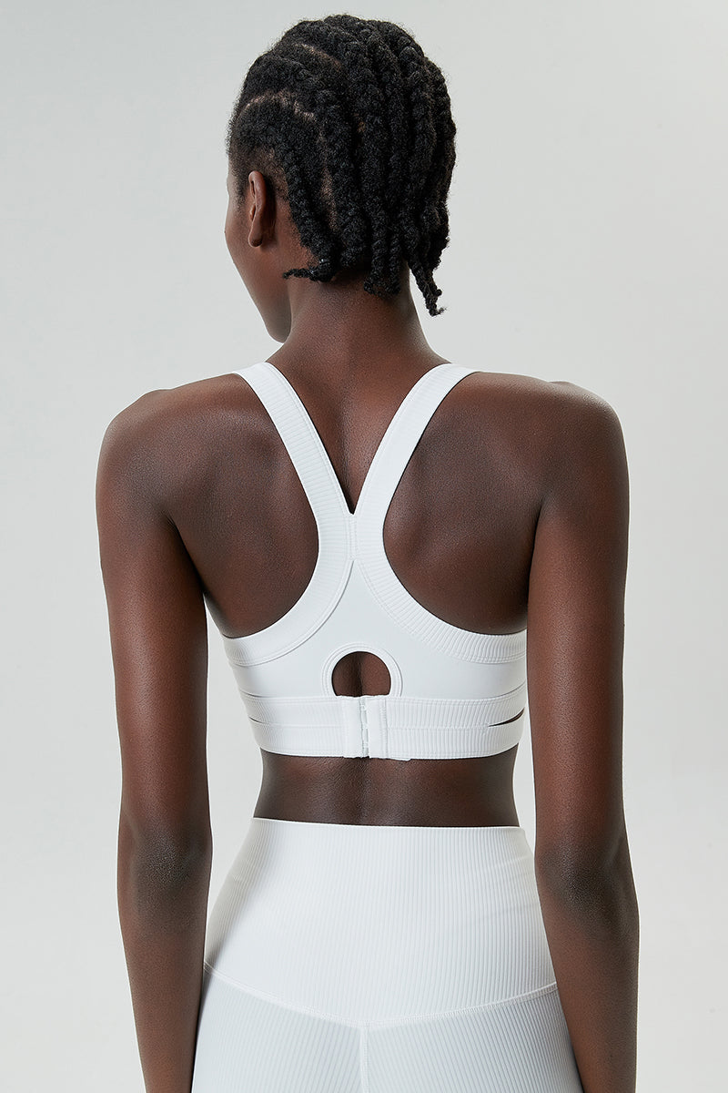 Back buckle cross-back sports bra