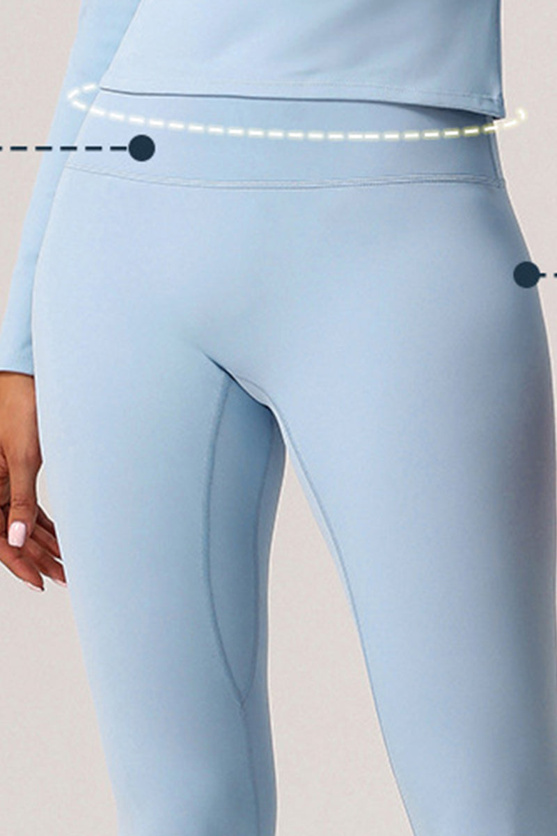 2 Pcs Set Light Fleece Sports Casual Long-Sleeved T-Shirt + Belly Controlling Sports Leggings