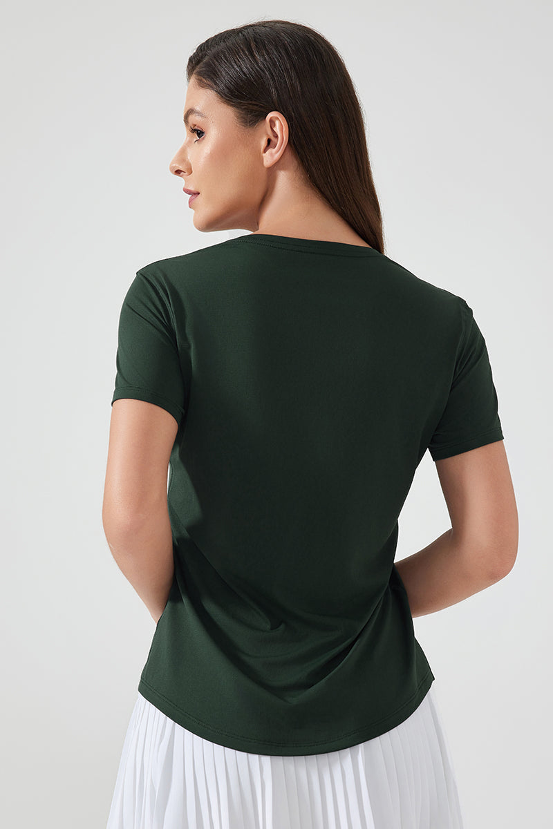 Women Lightweight Breathable Slim-Fit Quick-Dry Yoga Fitness Short-Sleeve Top