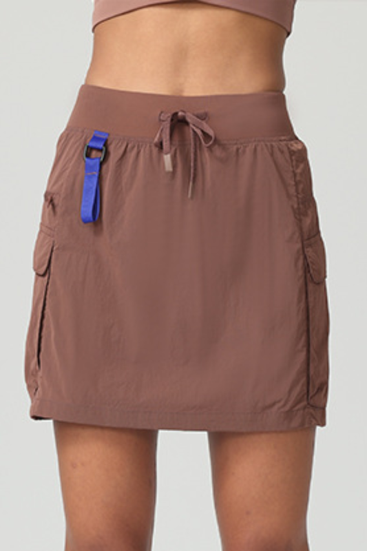 Women's High Waist Drawstring Pocket Cargo Hiking Skirt