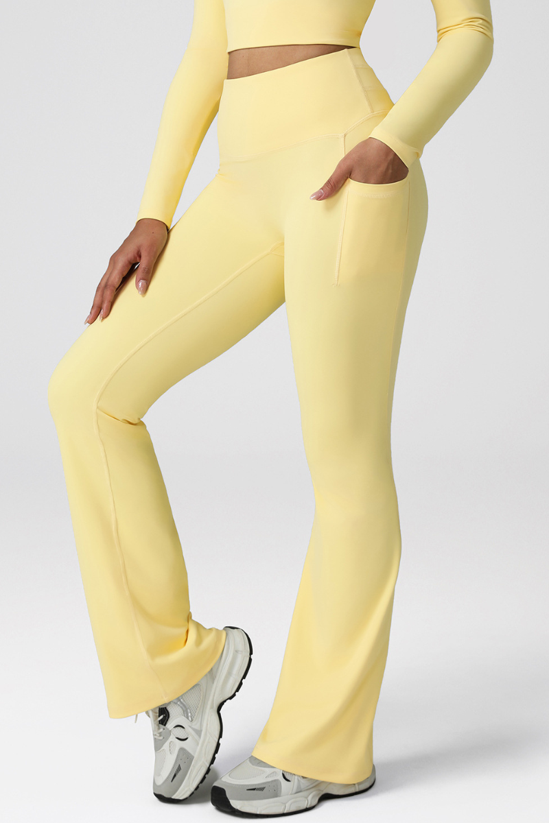 Women's Athletic High-Waist Side Pocket Yoga Flared Pants