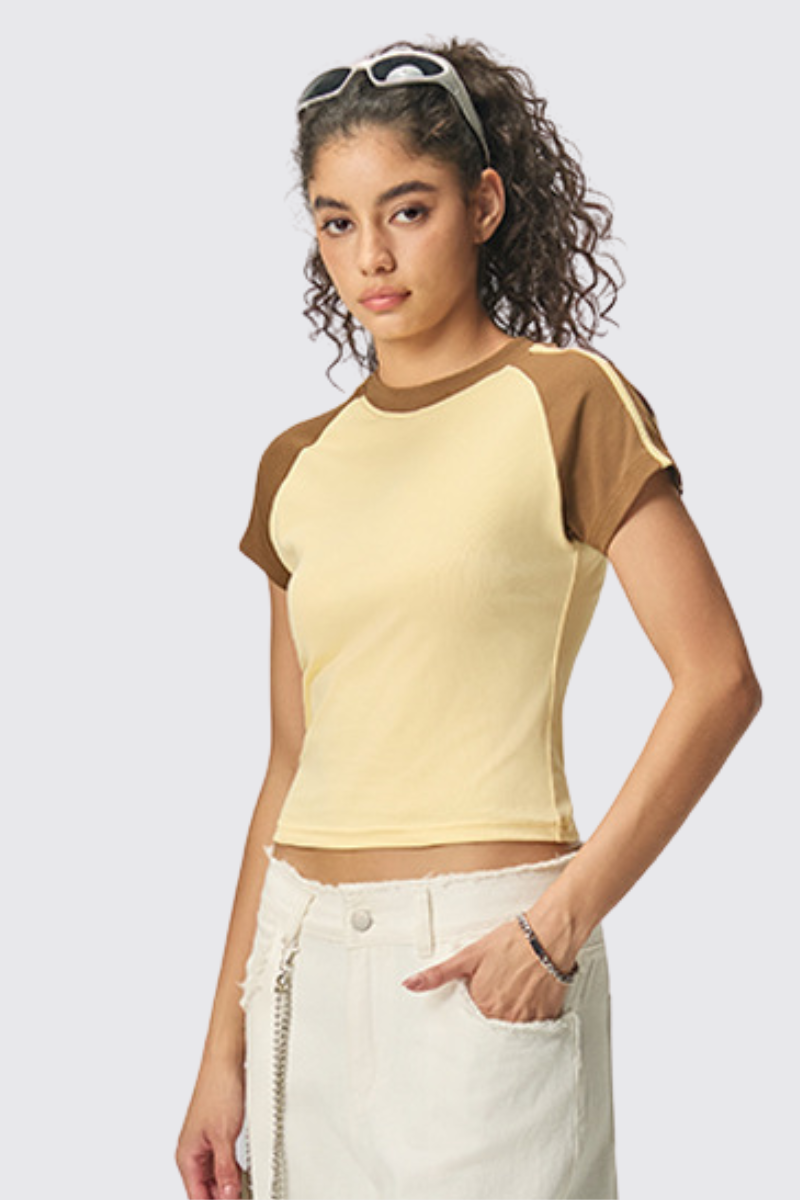 Women's 260g Color Block Stripe High Waist Cooling T-Shirt