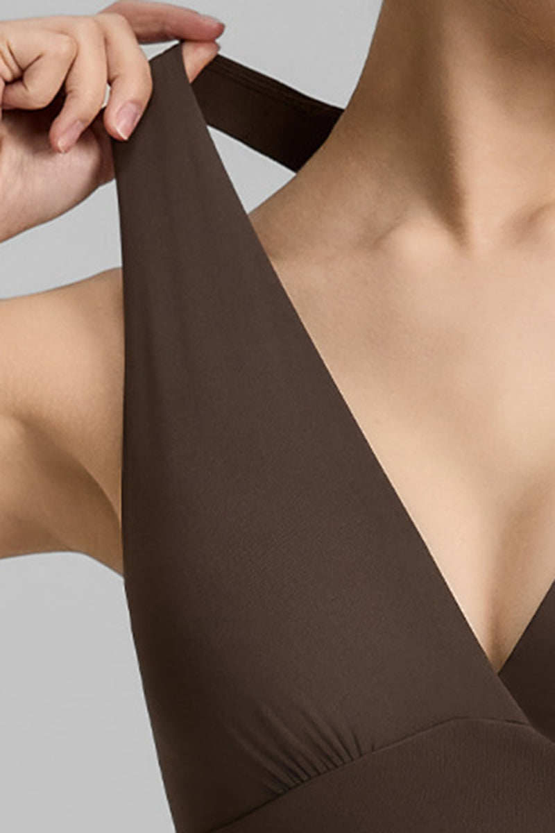 Women's DeepV-Neck Halter Racerback Sports Bra