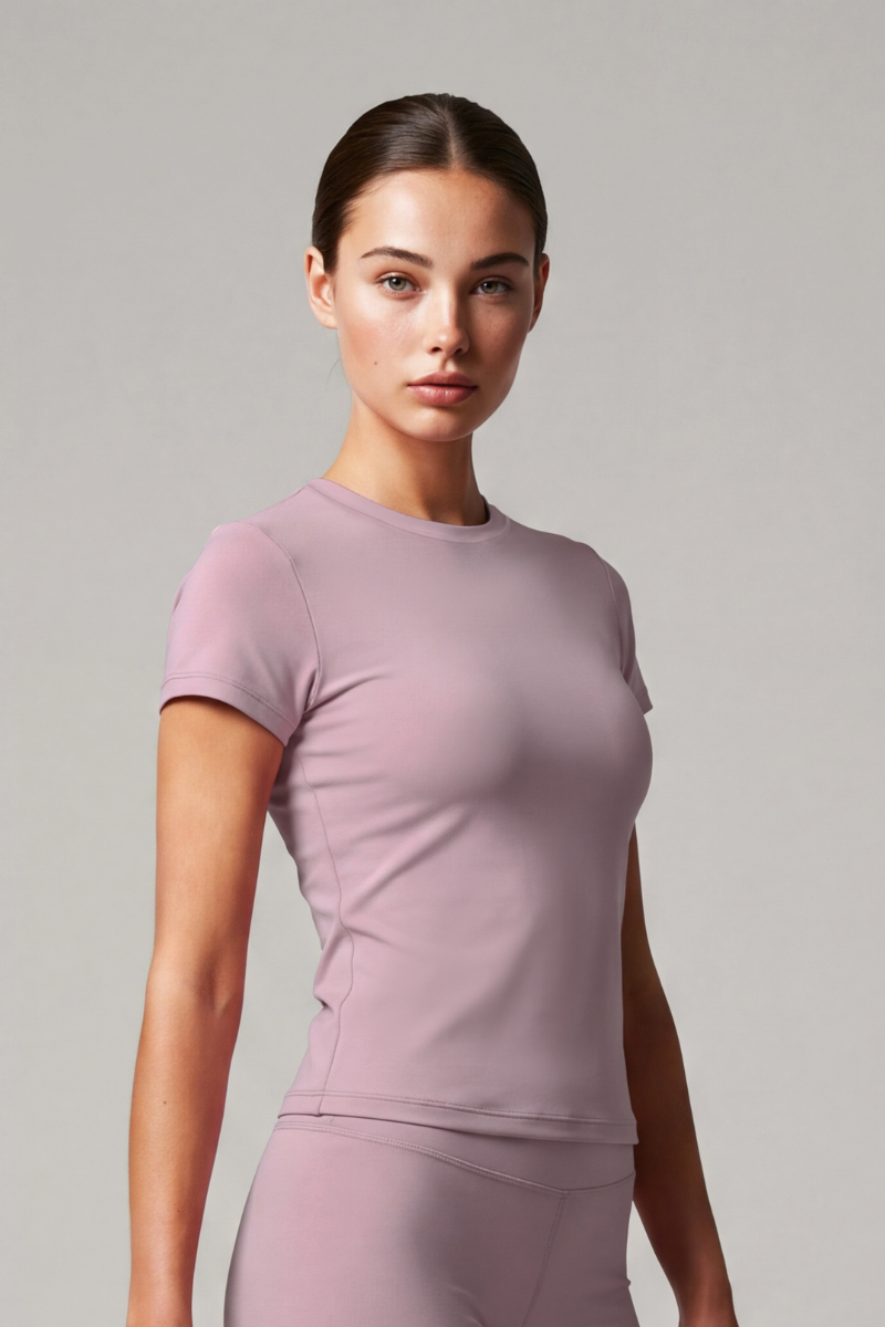 Women's Athletic Crew Neck Fitted Solid Workout Tee