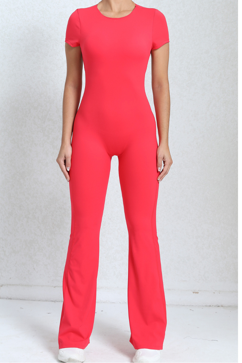 Women's Athletic Backless Pleated Buttock Lift Yoga Jumpsuit