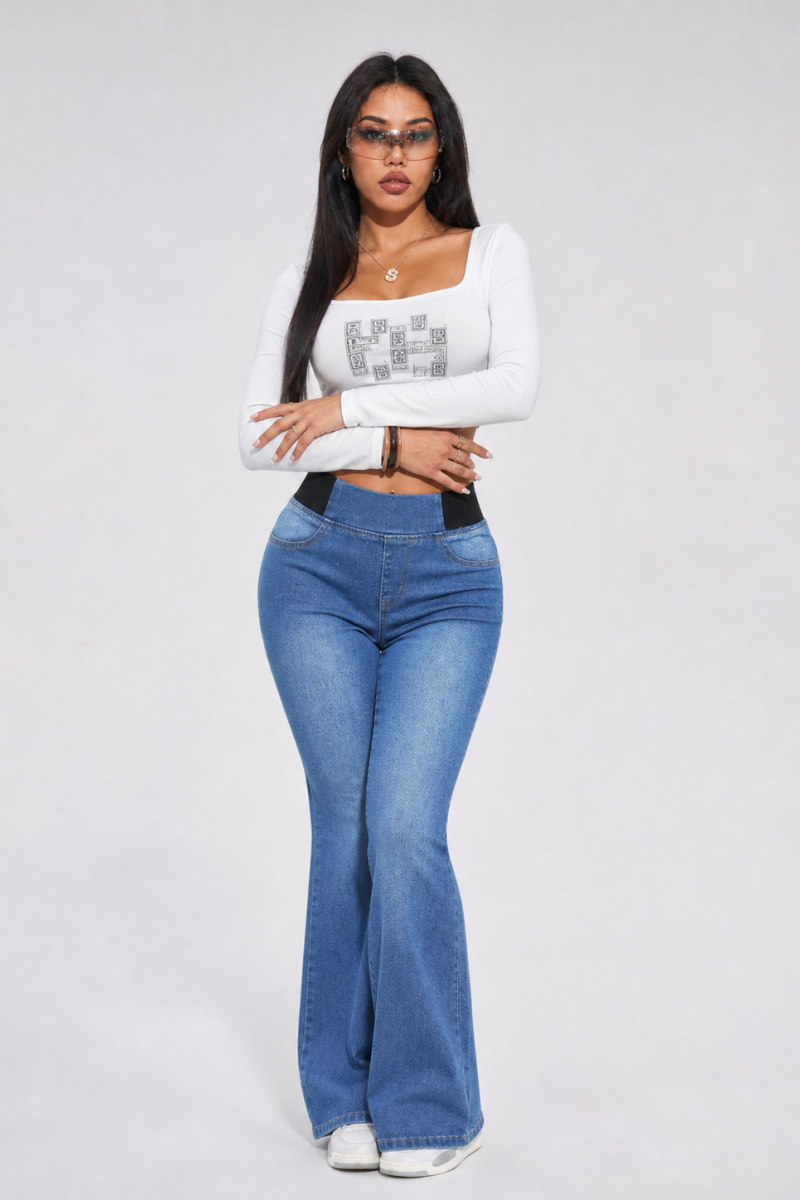 Women's High Waist Stretch Flare Jeans