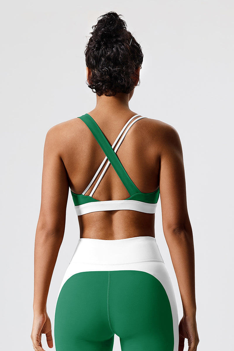 Women Eco-Friendly Fabrics Cross Back Color Collision With Padded Running Casual Sports Fitness Yoga Tank Tops