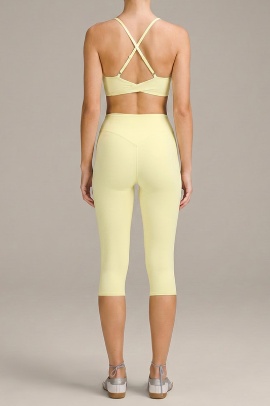 Women's Cross Adjustable Back V NeckBra And Capri Yoga Set