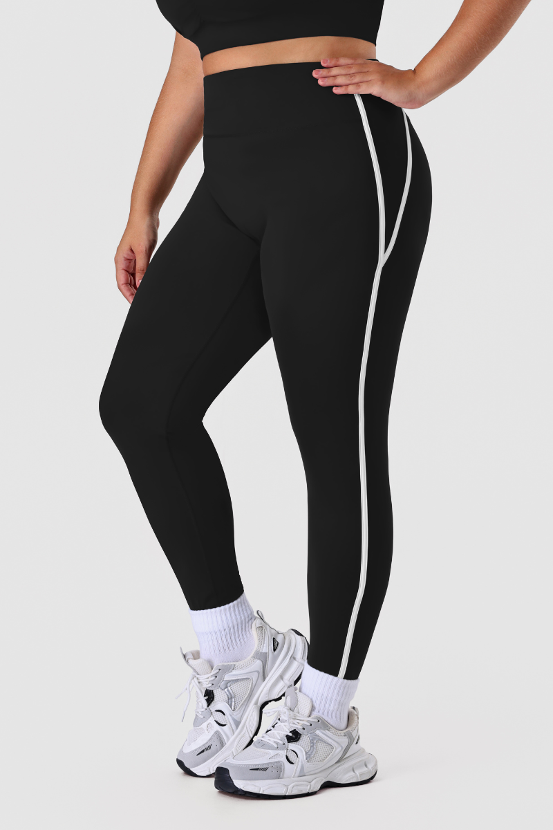 Plus Size Women's Side Color-Block Fitted Yoga Leggings