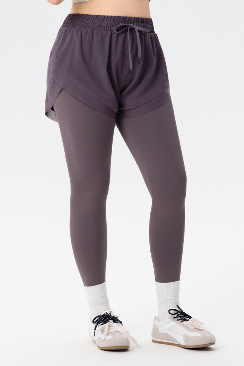 Plus Size Athletic Women's 2-in-1 Quick Dry Running Leggings