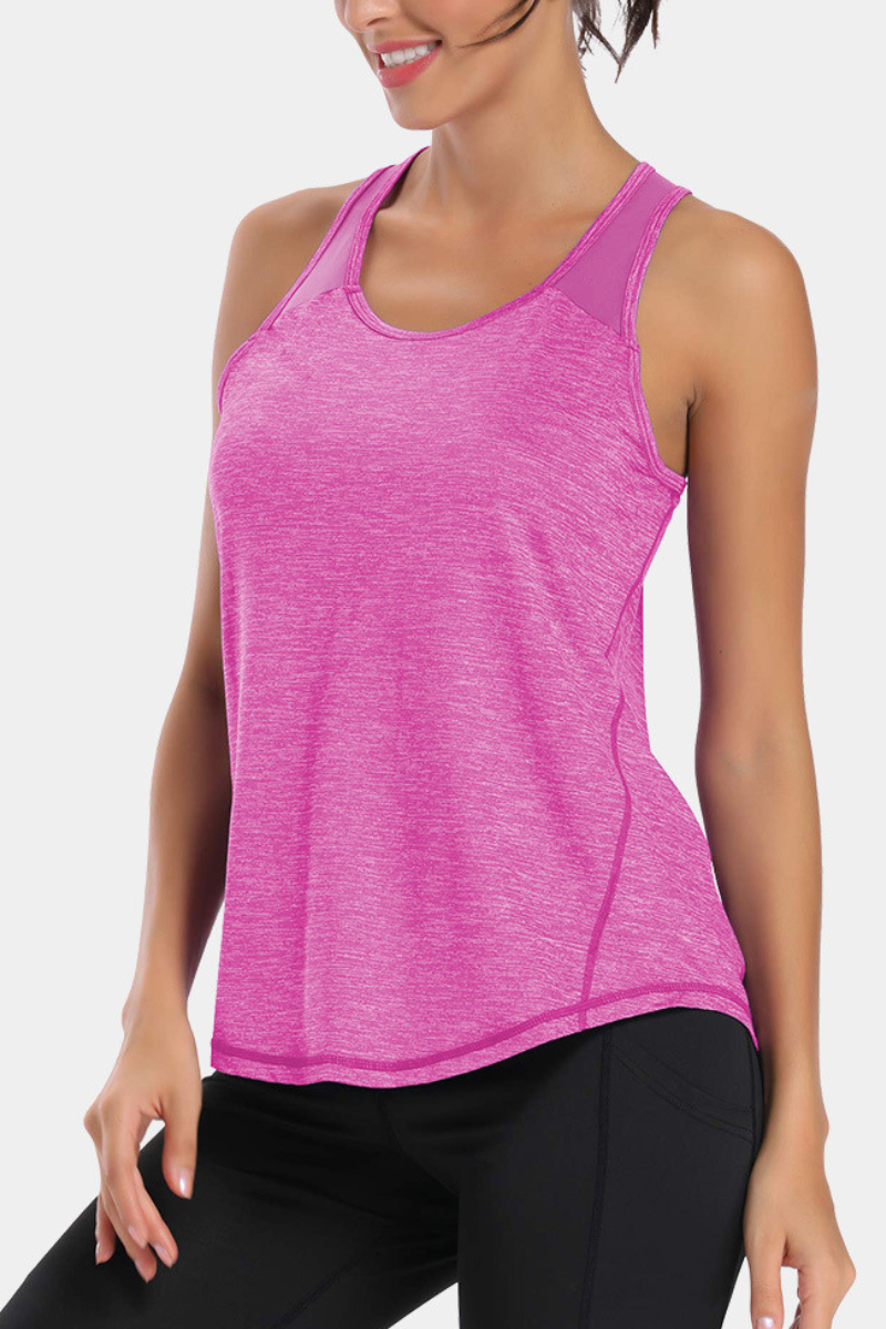 Women's Mesh Panel Racerback Quick Dry Athletic Tank Top