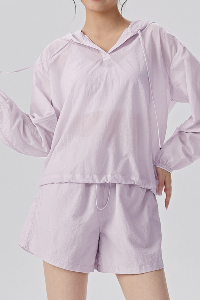 Women's Lightweight Sunscreen Sets:Hoodie And Shorts