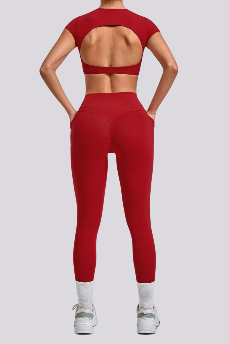 Women's Cut Out Cropped T-shirt And Leggings Yoga Sets