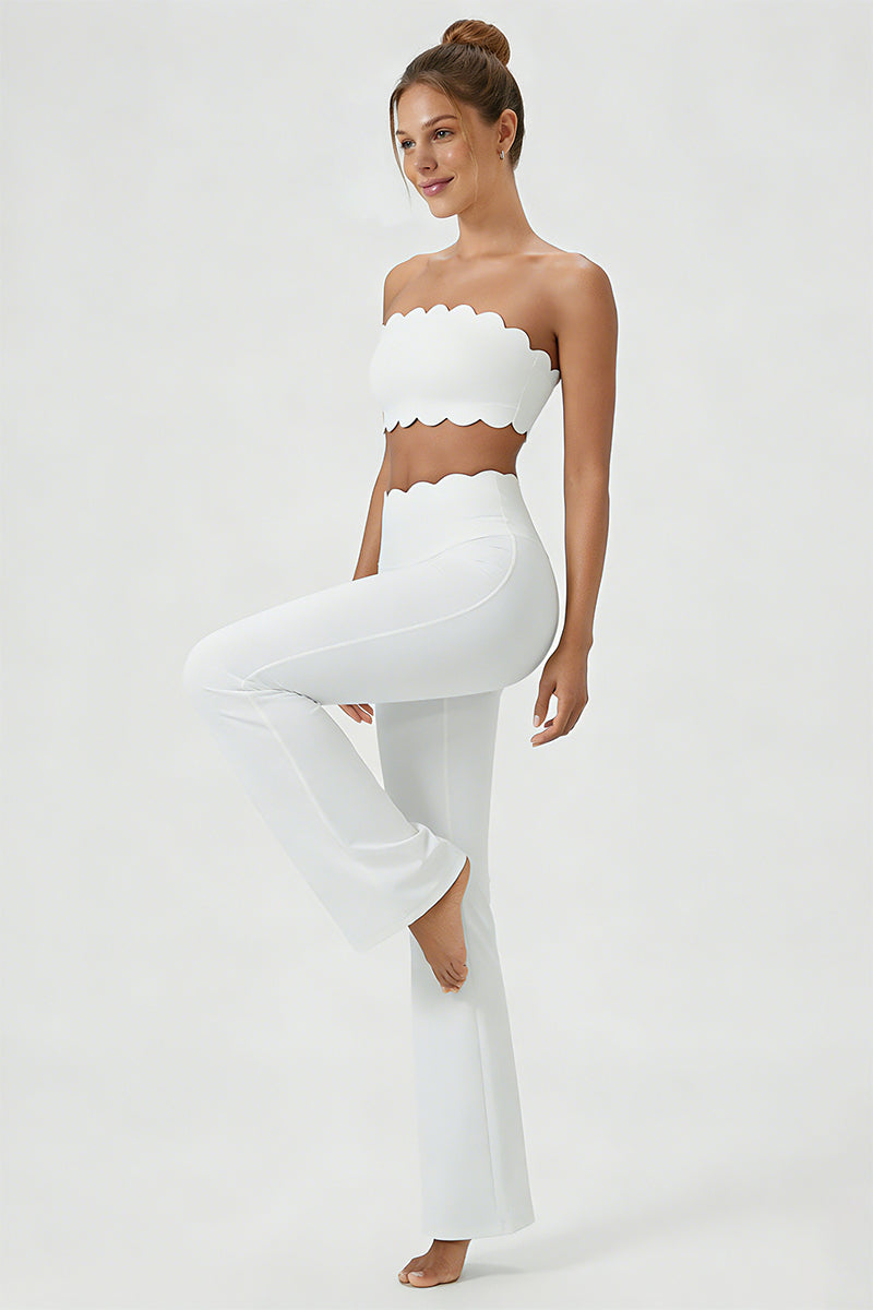 Women's 2-Piece Sets:Scalloped Edge Bra & Flare Leggings