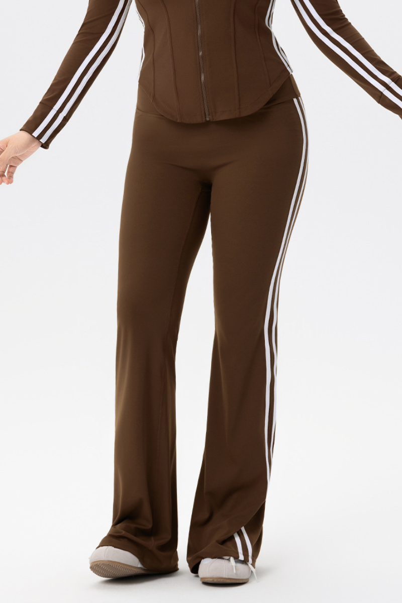 Plus Size Women's Color Block Side-Stripe Flared Yoga Pants