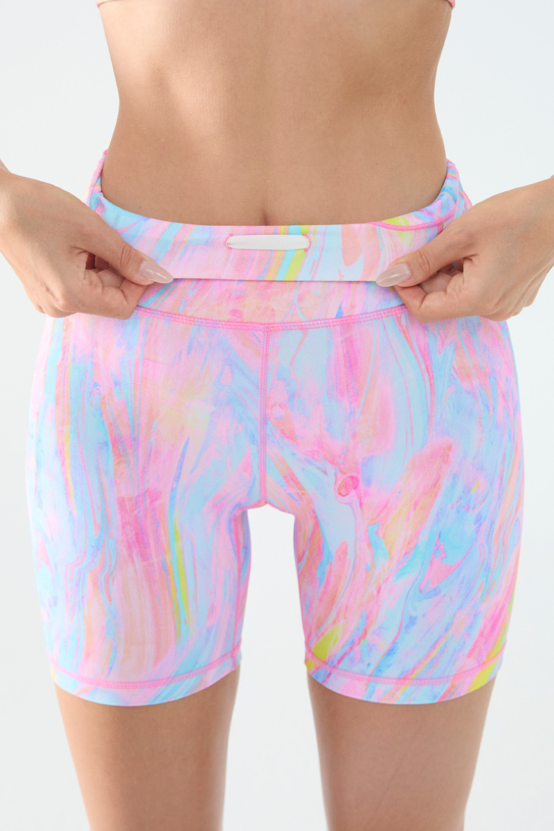 Women's Athletic Colorful Print High-Waist Biker Shorts