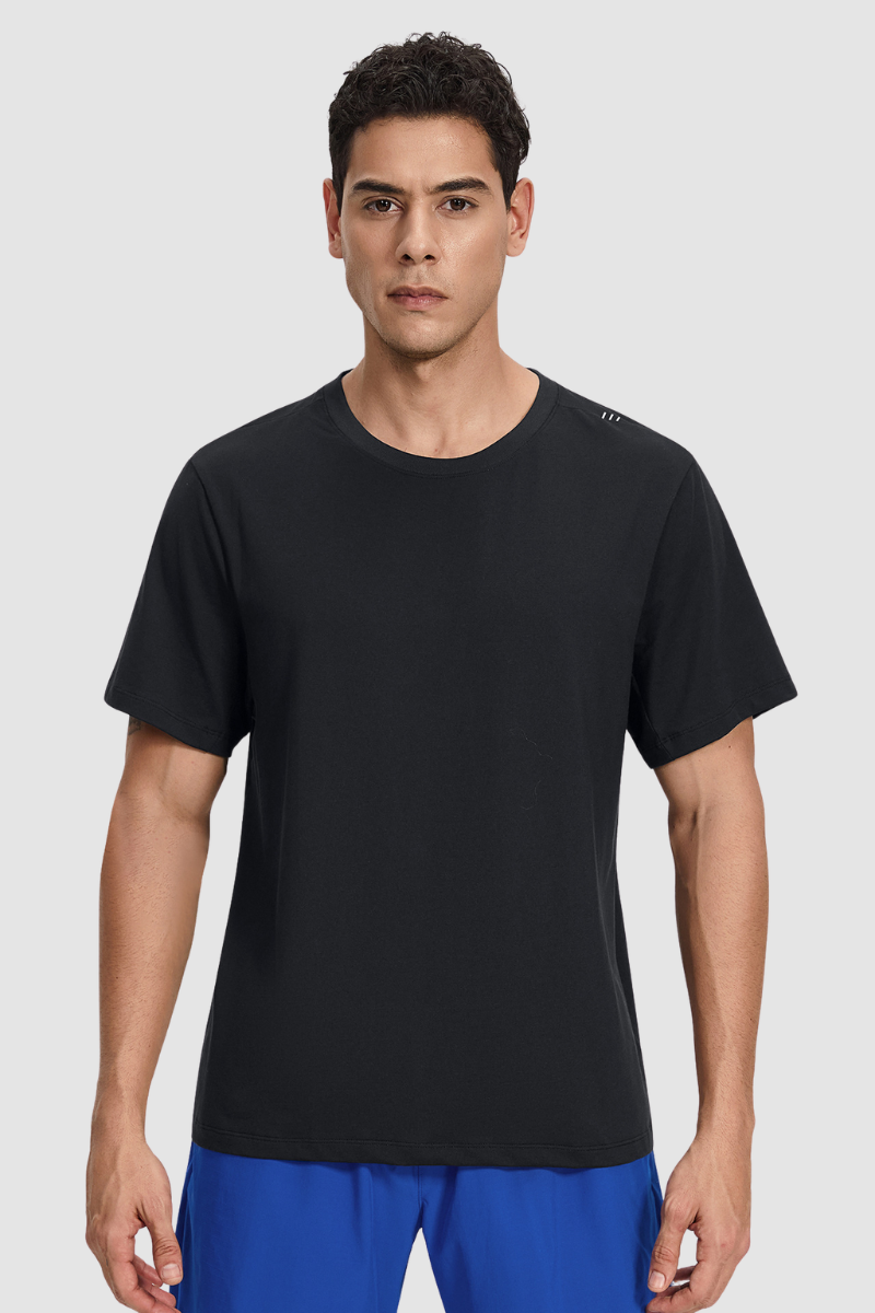 Men's Summer Basic Loose Round-Neck Breathable Solid Tee