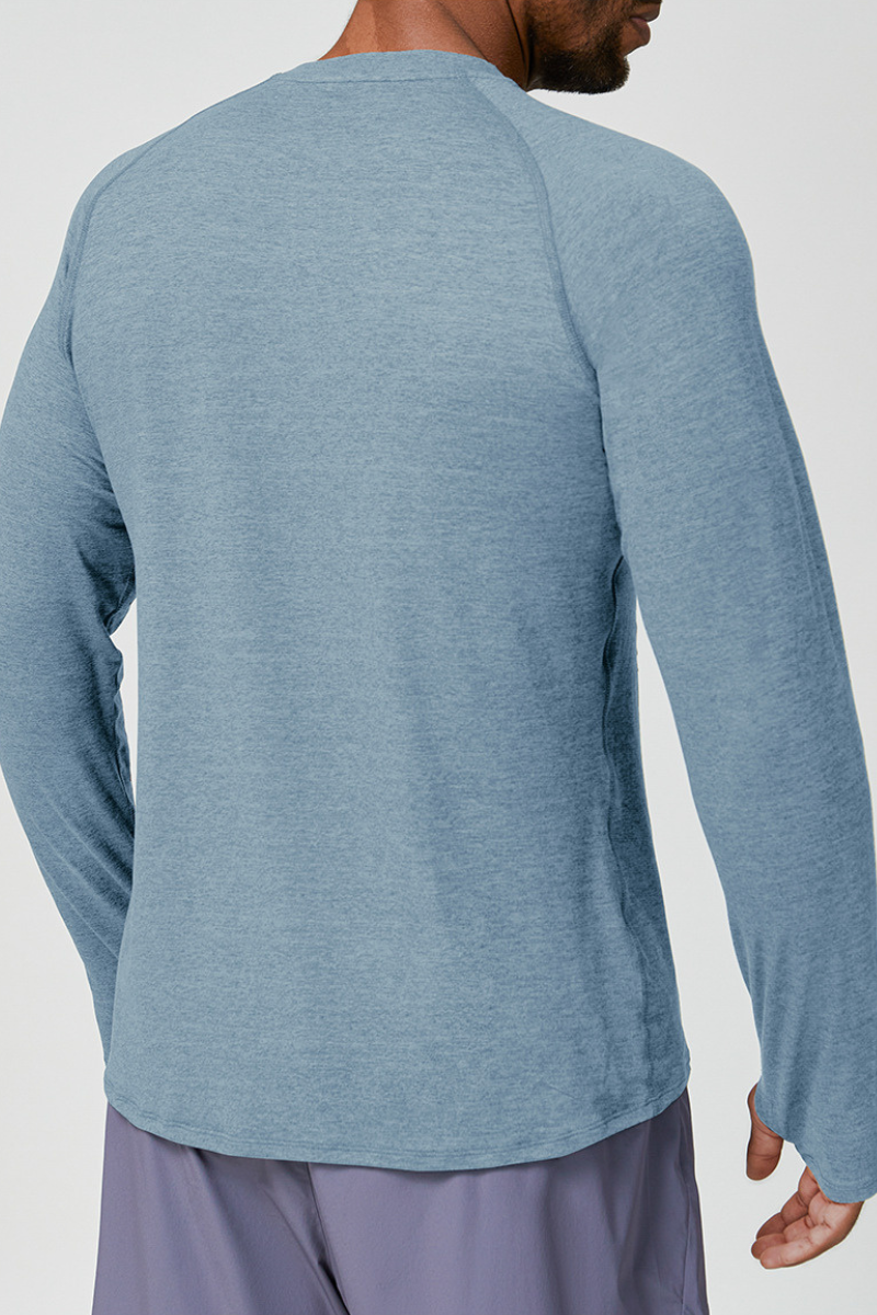 Men's Two-Tone Skin-Friendly Quick-Dry Long Sleeve Athletic Top