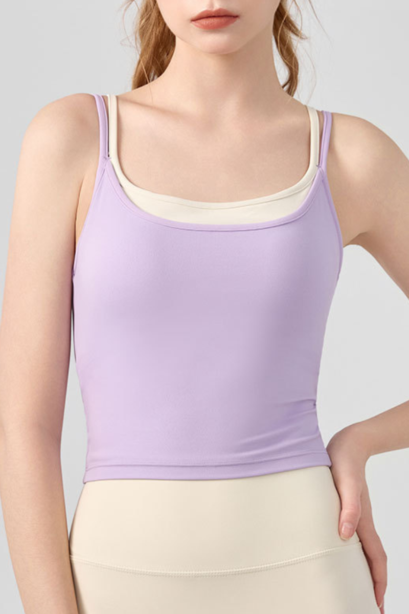Women's Athletic Color Block Twist Back Padded Yoga Tank Top