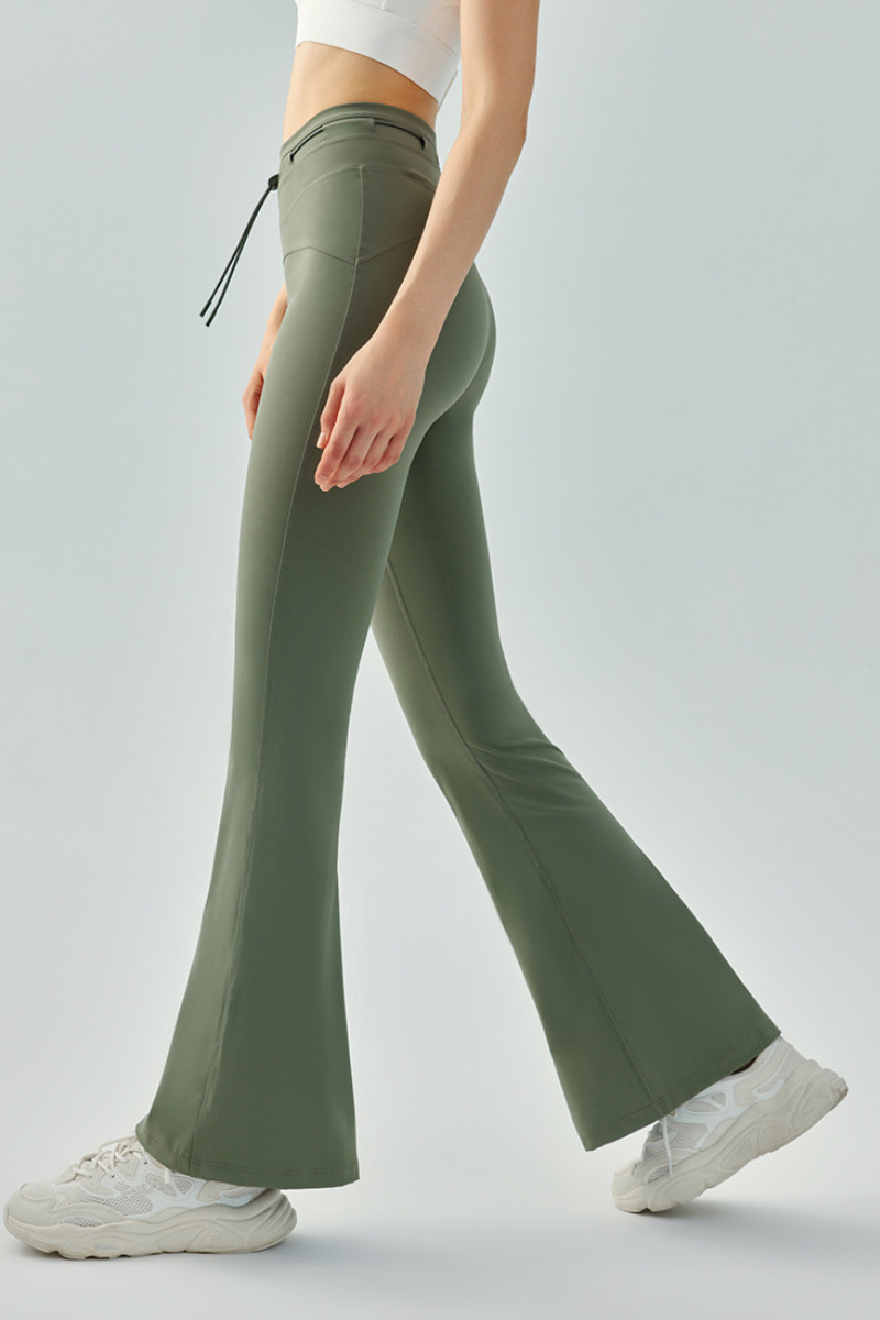Women's High Waist Drawstring Hip Lifting Flared Yoga Pants