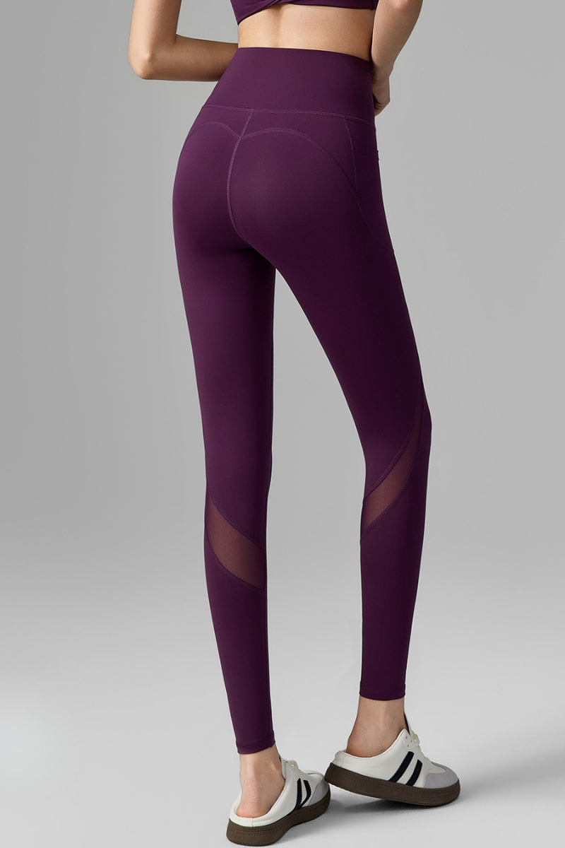 Women's Mesh-Panel High-Waisted Leggings with Side Pockets