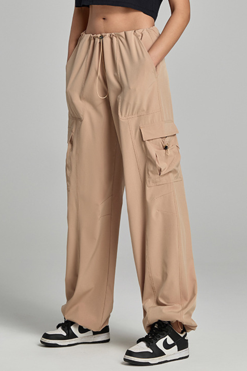 Women's Drawstring Waist Multi-Pocket Cargo Wide Leg Pants