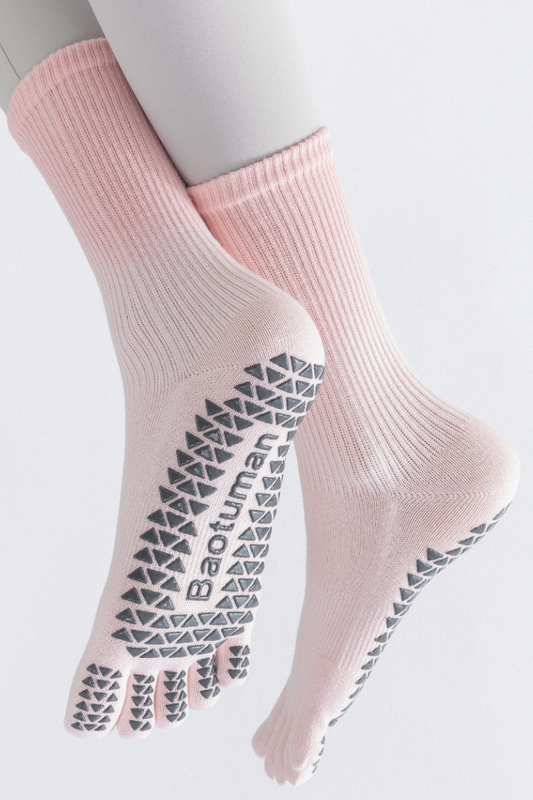 Women's Gradient Separator Anti-Slip Yoga Crew Cotton Socks