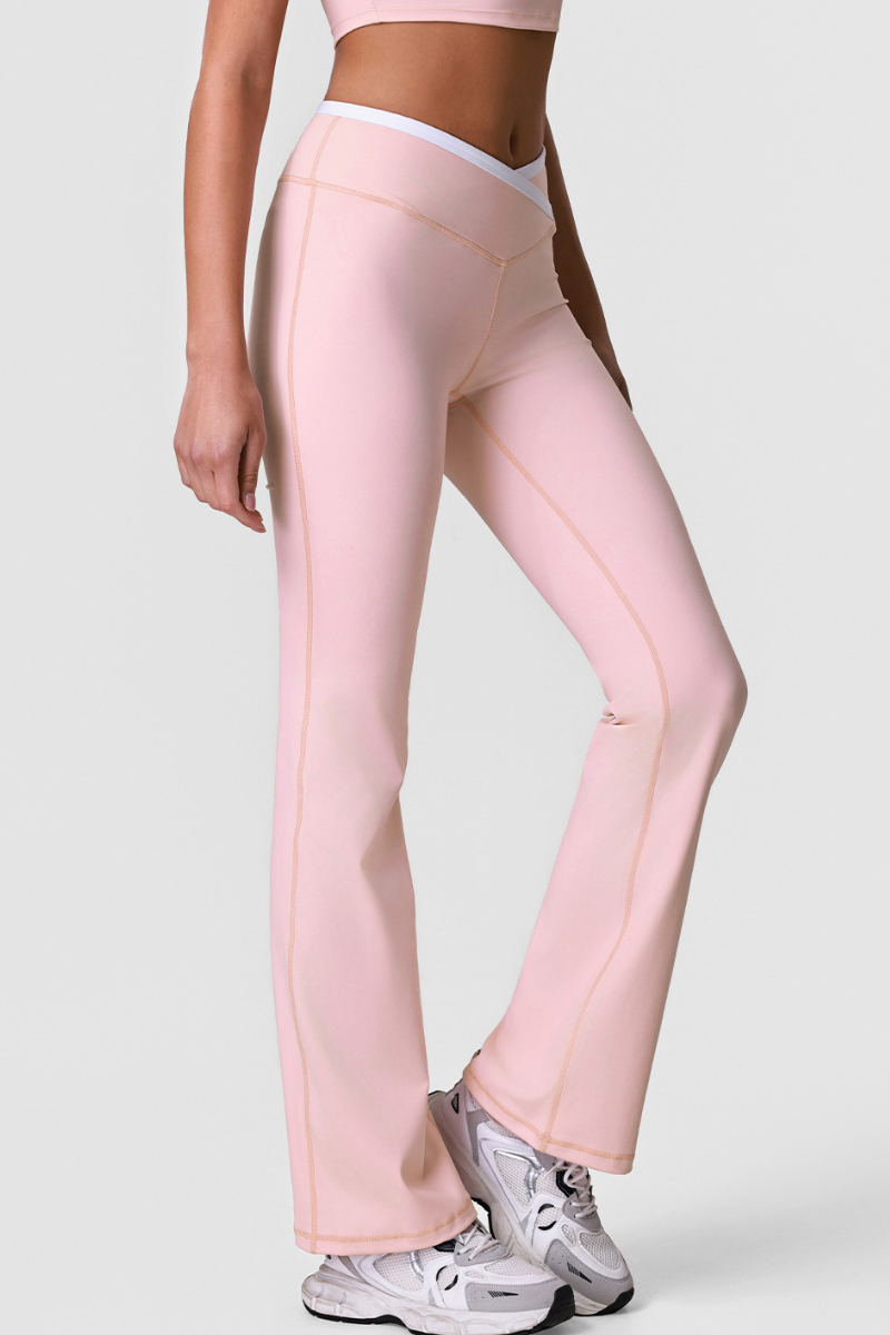 Women's Athletic Color Block Cross V-Waist Flared Pants