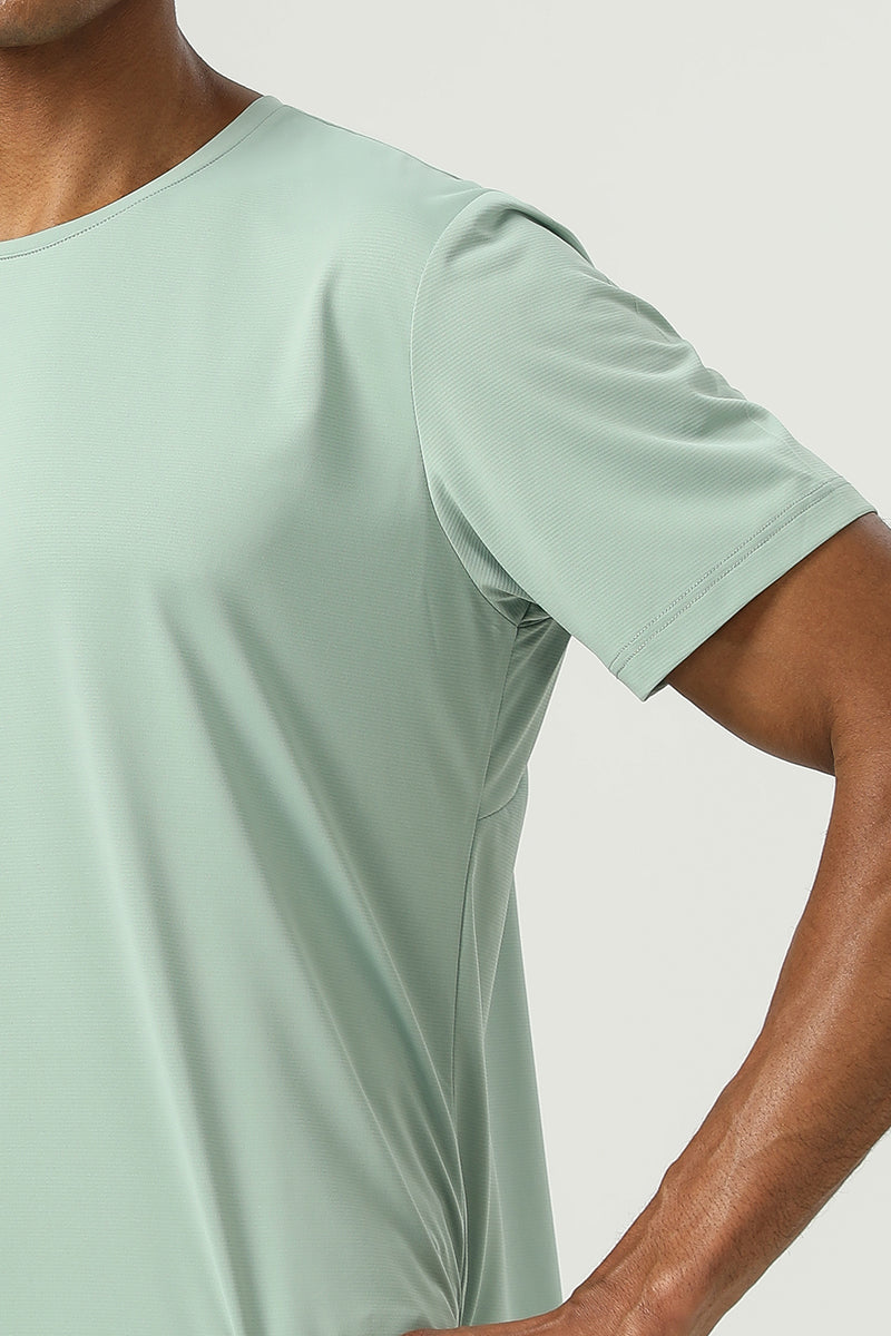 Men Cloud Yarn Quick-Dry Antibacterial Moisture-Wicking Uv Protection Reflective Outdoor Sports Round Neck Short Sleeve T-Shirt