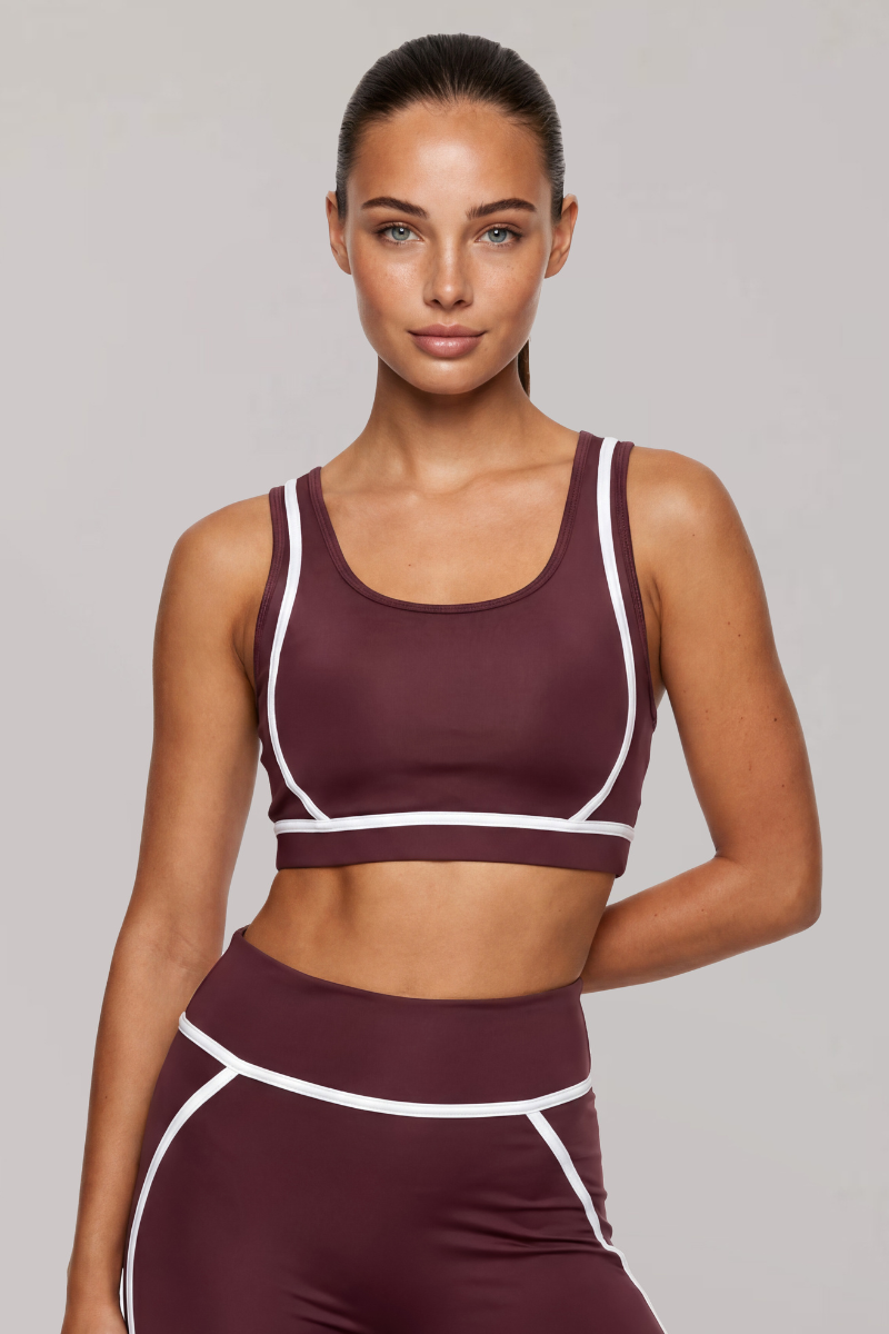 Women's Contrast-Line Wide Strap Shaping Sports Bra