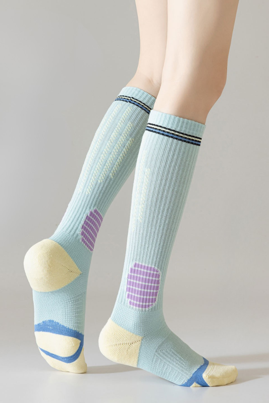 Women's Color Block High-Stretch Calf-High Spoprts Socks