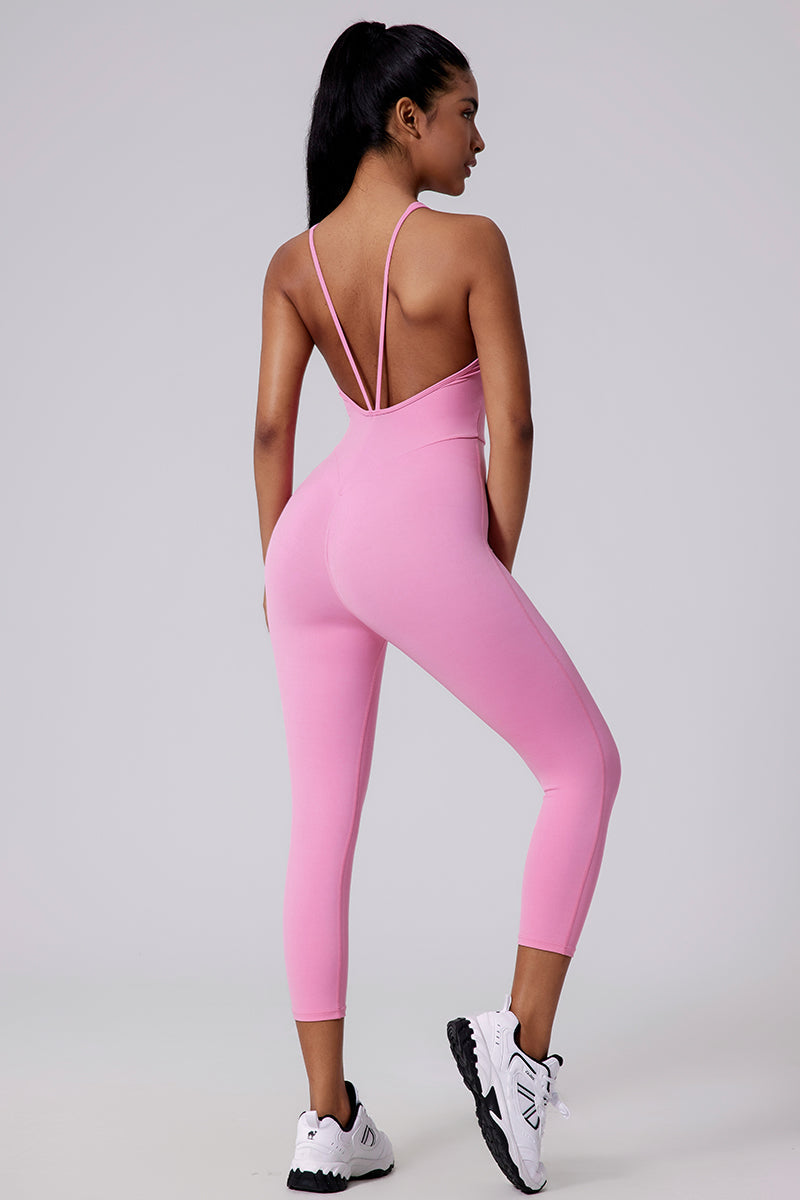 Women V-Back Sculpting Butt-Lifting Naked-Feel Yoga Running Fitness Bodysuit
