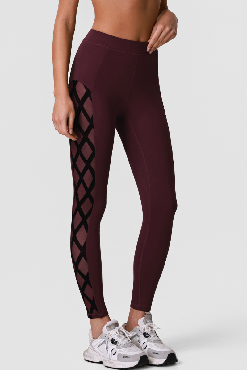 Women's Athletic High-Waisted Leggings with Side Mesh Panels