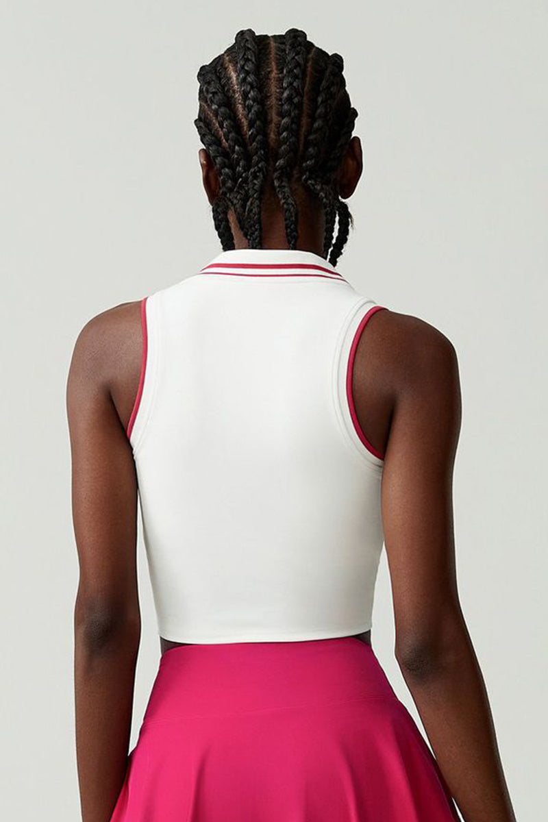 Women Stand Collar Tennis Vest Quick Dry Sports Bra Top