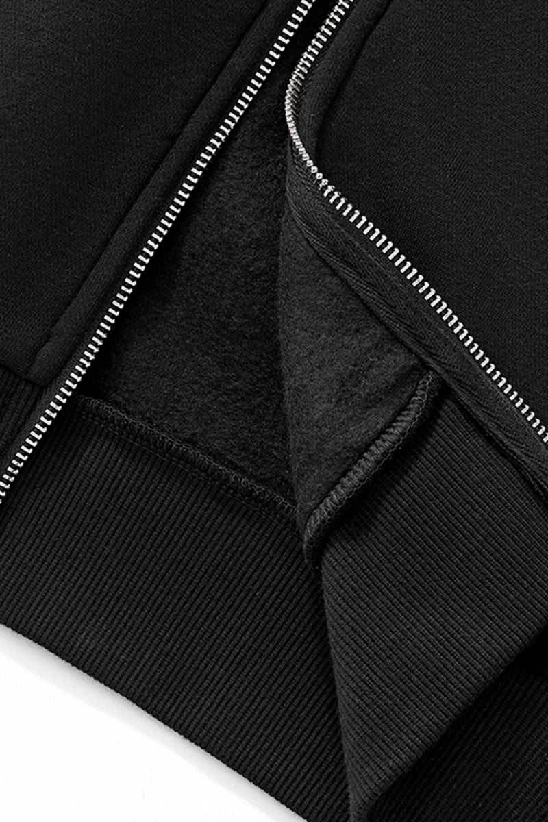 Unisex Punk Boxy Cropped Fleece Zip Hoodie