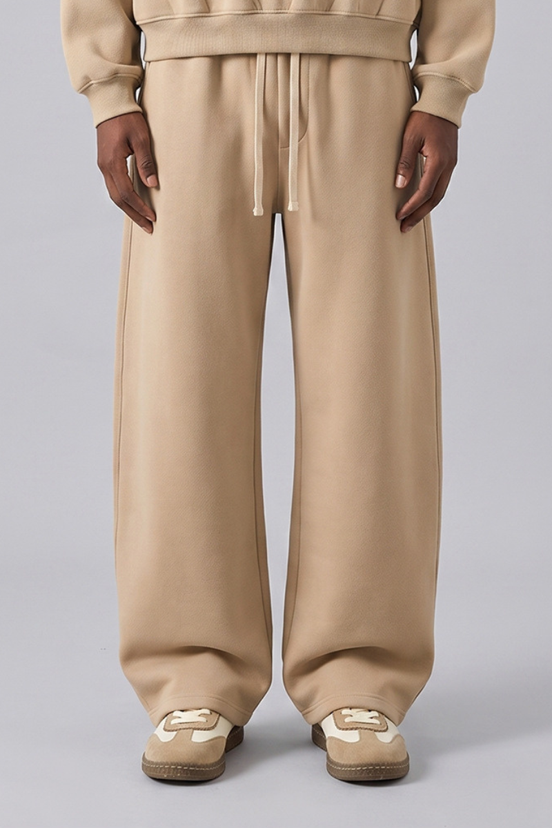 Unisex Fall Streetwear Curved Wide-Leg Fleece Sweatpants