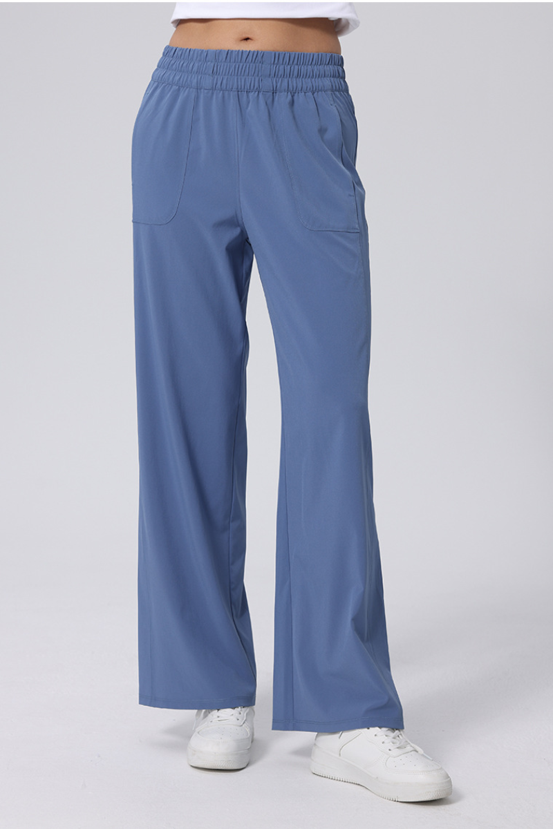 Women's Elastic Waist with Drawstring Wide Leg Sports Pants