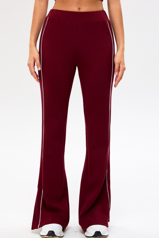 Women's Color-Block Strap Side Slit Yoga Flared Pants