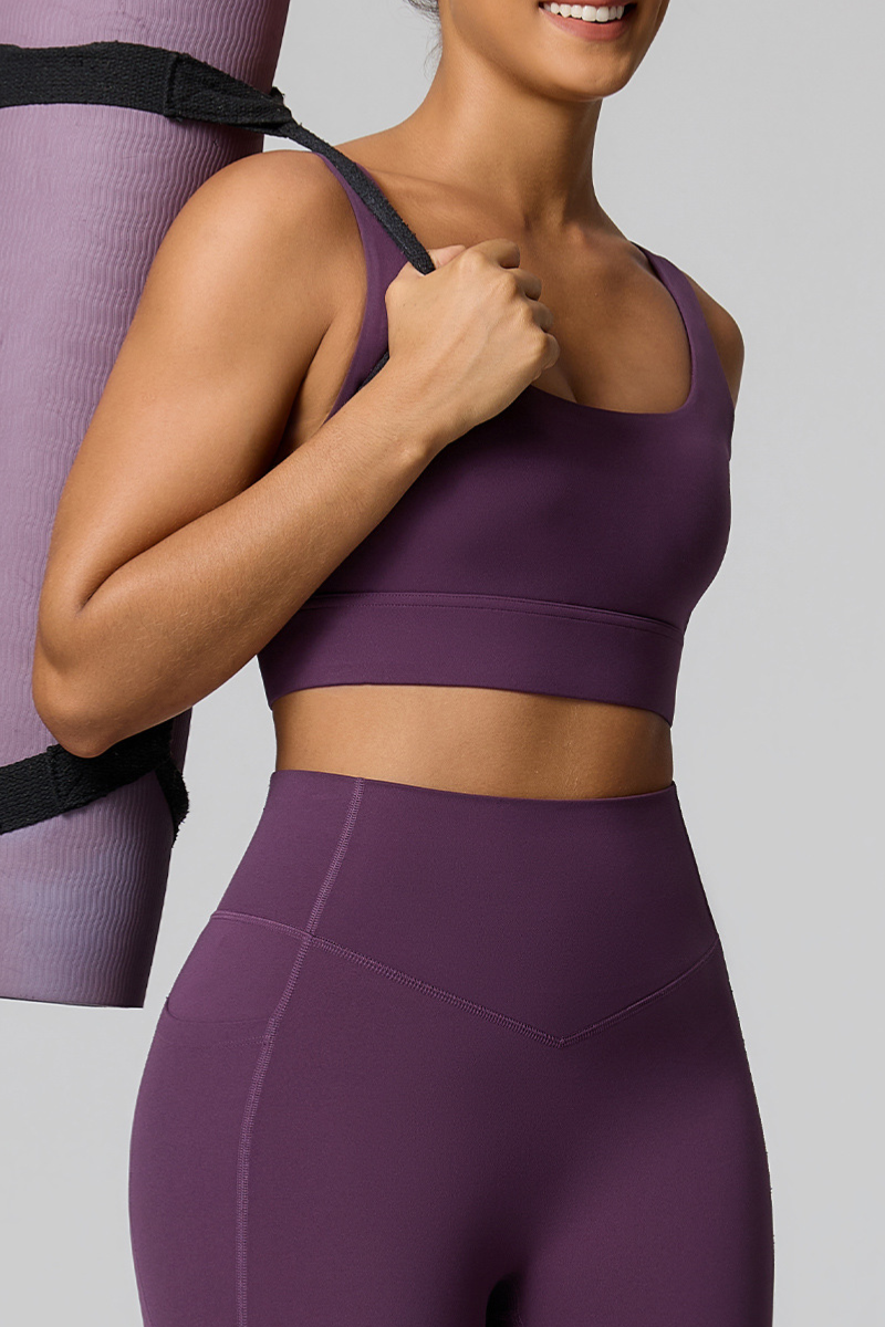 Women's Double Strap Twist Back Cami & Flare Yoga Pants Set