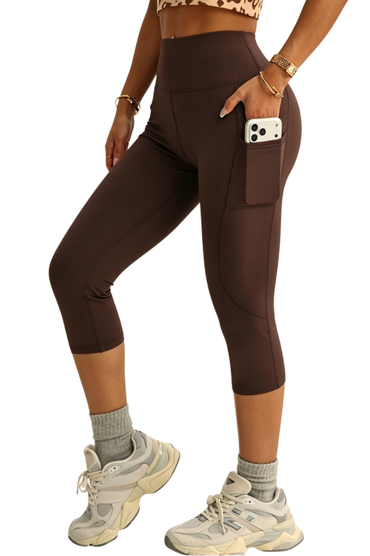 Women's High Waist Side Pocket Capri Yoga Leggings