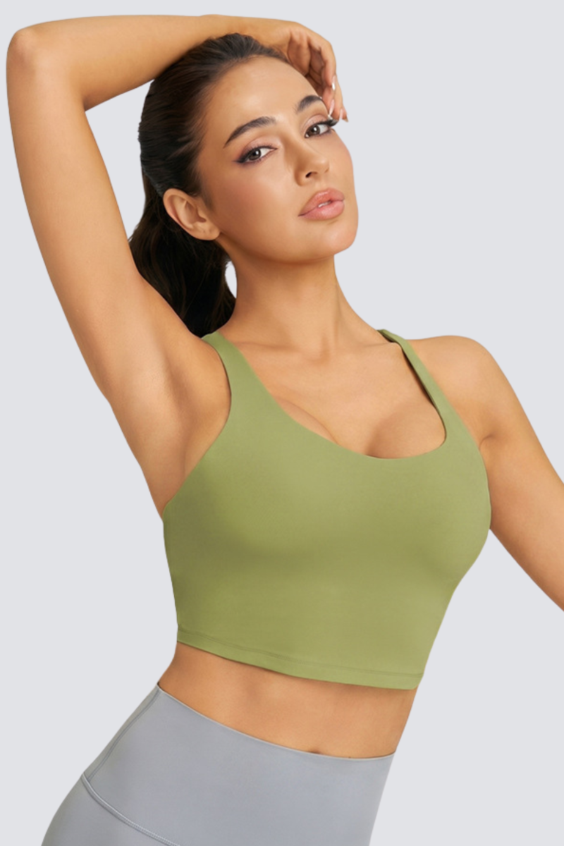 Women's Athletic V-Back Slim Fit Solid Yoga Bra