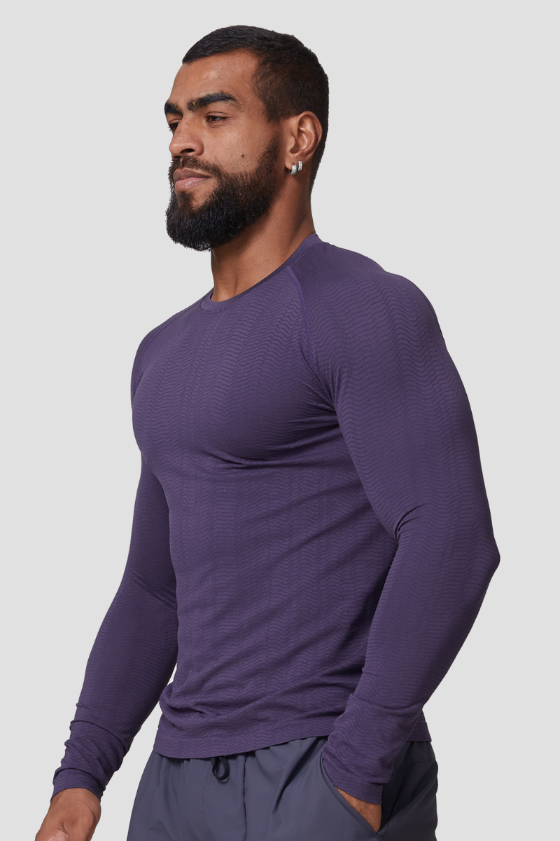 Men's Athletic Seamless Jacquard Long Sleeve T-shirt