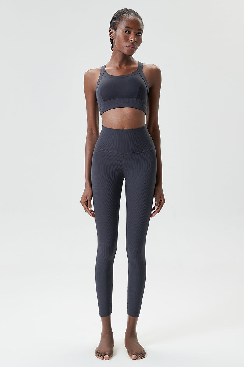 Threaded back with bra &leggings 2-piece set