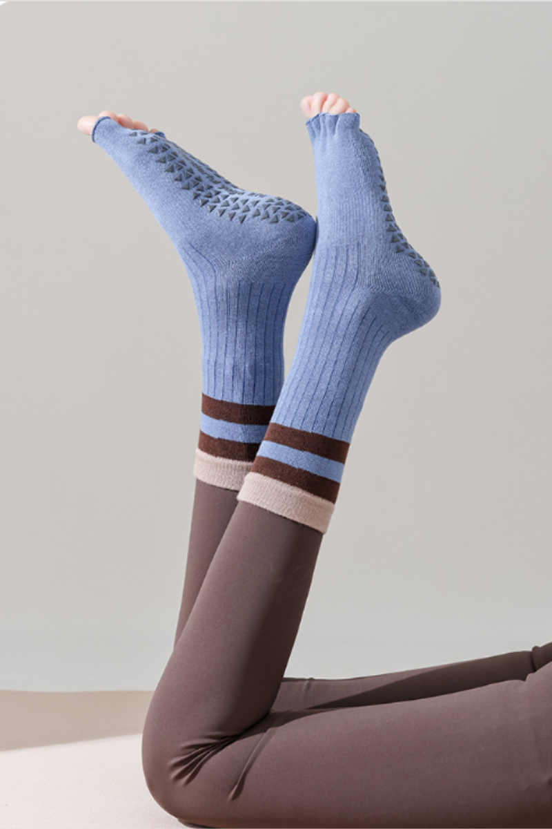 Women's Color Block Pilates Yoga Five Finger Socks