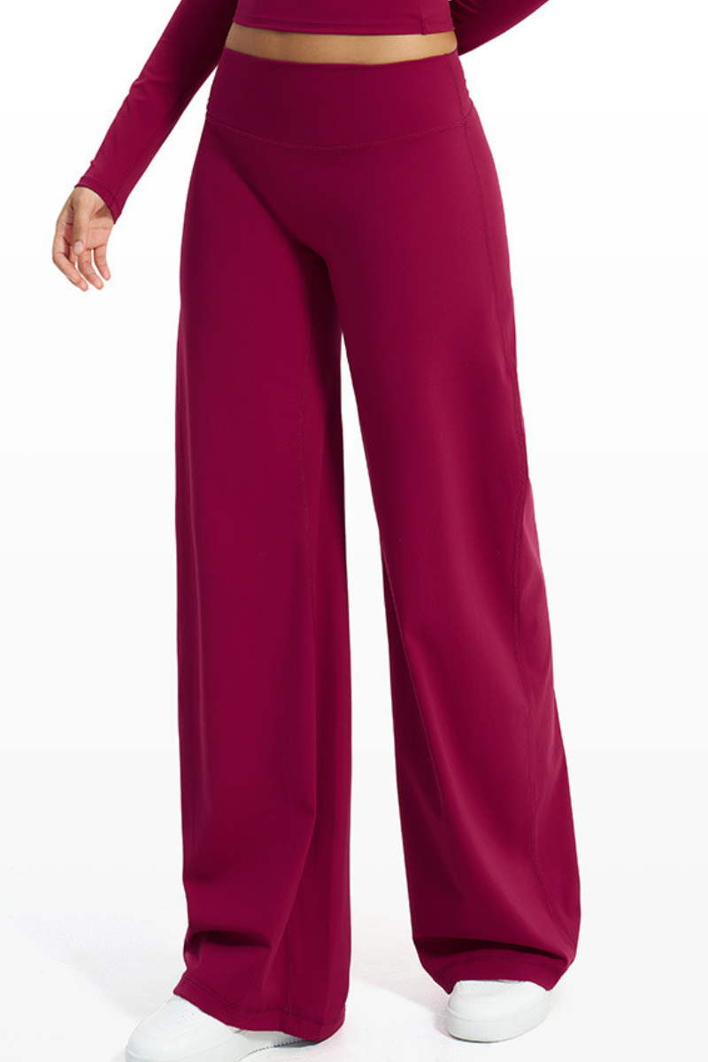 Women's Brushed Wide Waistband Draped Wide Leg Pants