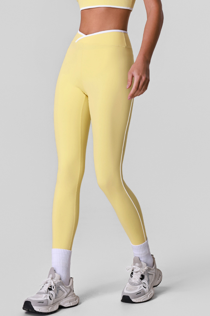 Women's Athletic Colorblock Crossover Waist Yoga Leggings
