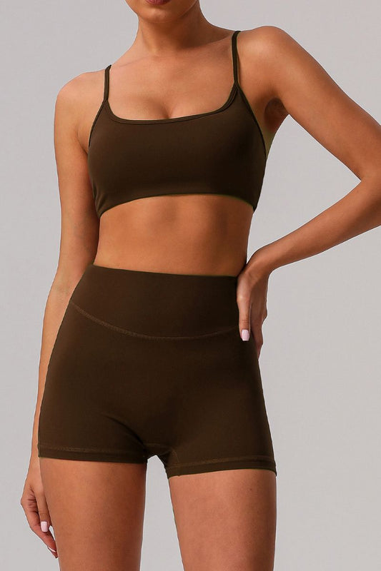 Spaghetti strap bra and shorts 2-piece set