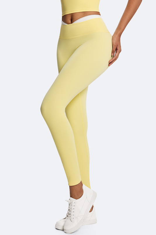 Women's Crisscross Waist Color Block Bare Feeling Leggings
