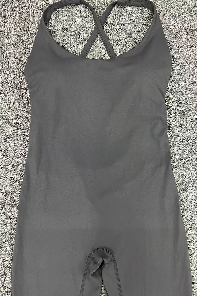Women Cross Back Adjustable Straps Hip Lifting Exercise Yoga Bodysuit