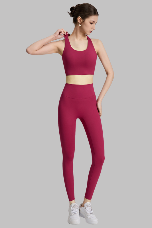 Women's Cross Back Bra and High-Waisted Leggings 2-Piece Set